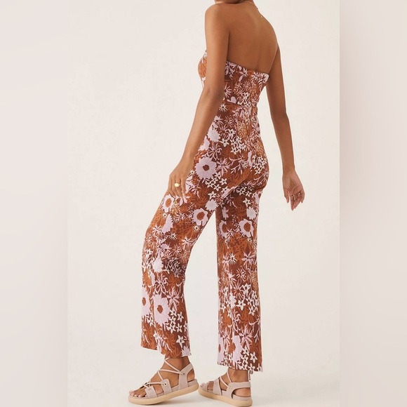 Anthropologie Brown and White Floral Jumpsuit - Picture 4 of 13